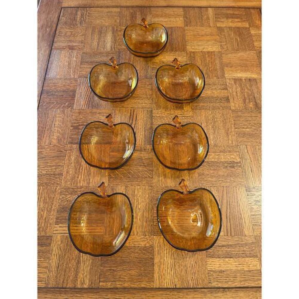 Vintage Apple Amber Glass bowls set of 7